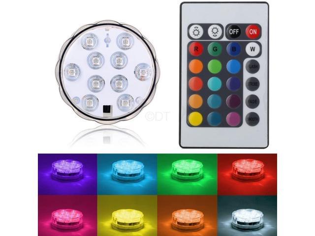 Discount Trends Submersible RGB LED Color Changing Waterproof Underwater Vase Tea Light Fish Tank DÃ©cor W/Remote New photo