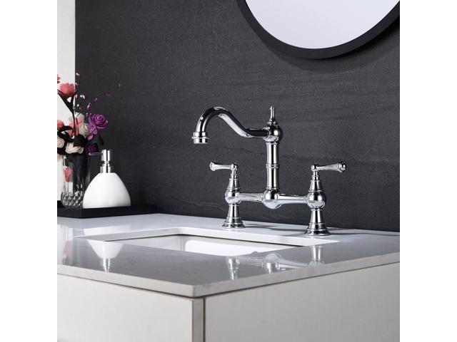 Photos - Tap Double Handle Widespread Kitchen Faucet with Traditional Handles THQ7006CP