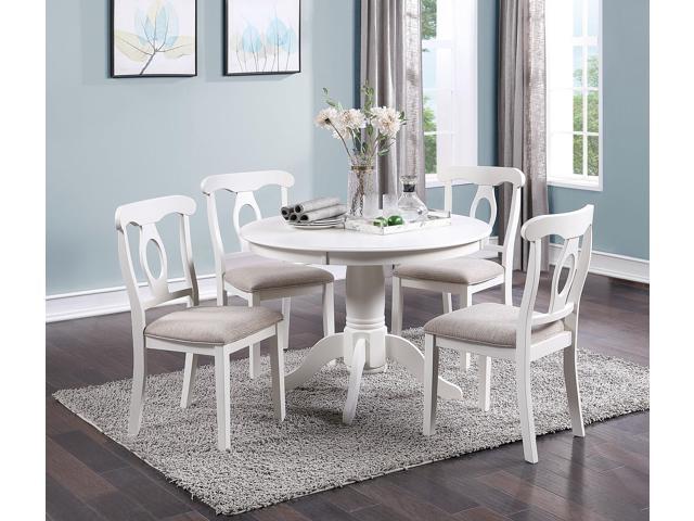 Photos - Barware Classic Design Dining Room 5pc Set Round Table 4x side Chairs Cushion Fabr