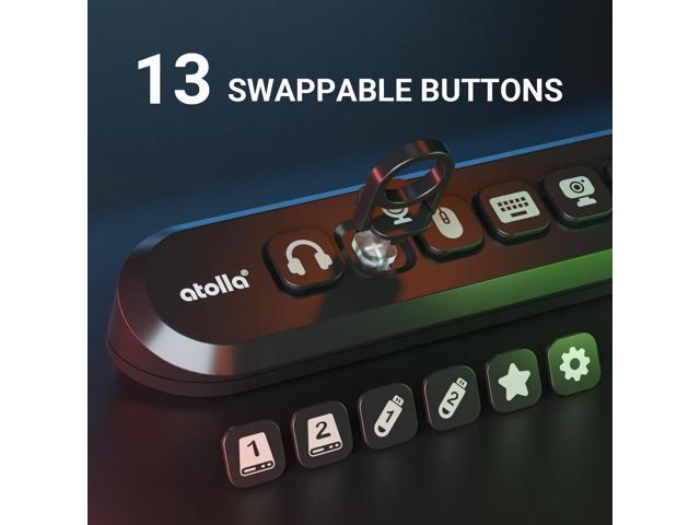 Powered USB Hub, atolla 7-Port USB 3.0 hub (6 Superspeed Transfer Ports+ 1 Fast Charging Port) with Swappable Illuminated Icon Switch and 12V/3A...