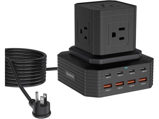 100W USB C Charging Station 13-in-1 Surge Protector Power Strip with 4 PD USB-C & 4 USB-A Ports, Adapt to MacBook Pro/Air, iPhone 15/14, iPad, and.