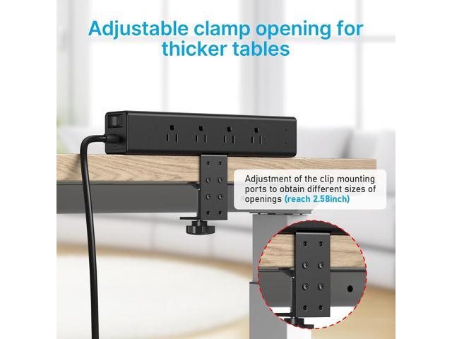CCCEI Desk Outlet Station 45W USB C Port. 12 Outlet Desktop Clamp Power Strip Surge Protector 4800J with Switch. Nightstand Office Standing Desk...