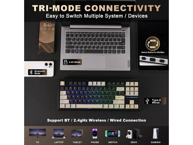 YUNZII YZ87 Gasket Mechanical Keyboard,TKL Wireless Hot Swappable with 5-Layer Padding, BT5.0/2.4G/USB-C NKRO RGB Backlit for Win/Mac (Black, Milk...