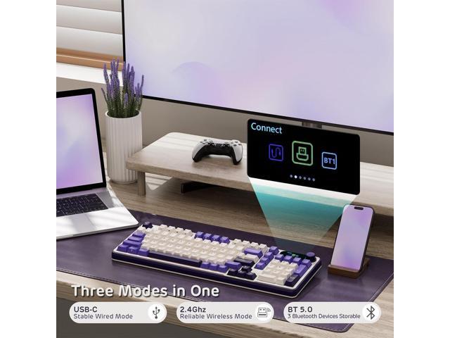 S98 Mechanical Keyboard w/Smart Display & Knob, Top Mount 96% Wireless Mechanical Keyboard BT/2.4G/USB-C, Hot Swappable, Software Support, Massive...