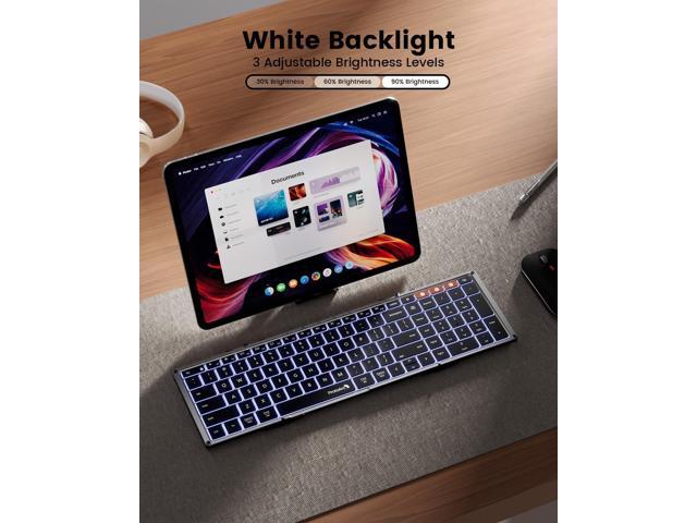 ProtoArc Backlit Foldable Keyboard, XK01 Plus Folding Portable Bluetooth Keyboard for Travel, True Full Size External Wireless Keyboards with...