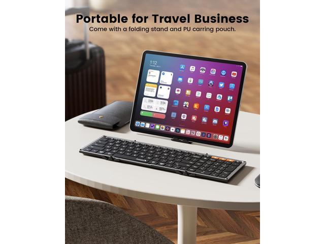 ProtoArc Backlit Foldable Keyboard, XK01 Plus Folding Portable Bluetooth Keyboard for Travel, True Full Size External Wireless Keyboards with...