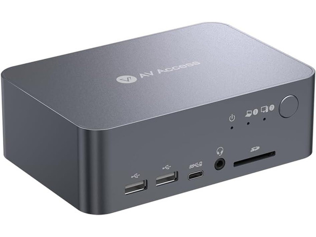 AV Access Dual Monitor KVM Switch Docking for Laptop & Desktop - Type C Charging, Ethernet, EDID, HDMI & DisplayPort, USB-C MST Dual 4K@60Hz...