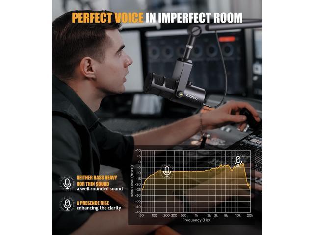 MAONO Dynamic Microphone, USB/XLR Podcast PC Microphone with Software, EQ,Tap-to-Mute, Headphone Jack, Gain Knob & Volume Control, Studio Mic for...