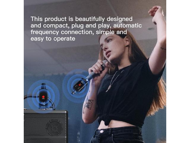 2.4GHz UHF Wireless Microphone System XLR Mic Adapter Wireless Transmitter and Receiver for Dynamic Microphone, Audio Mixer, PA System.