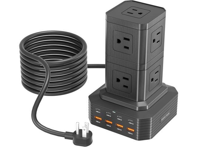 Charging Station (100W), 17-in-1 USB C Power Strip with Surge Protection, 6.6Ft Extension Cord, 4 USB C and 4 USB A Ports, 9 AC Outlets for Home...