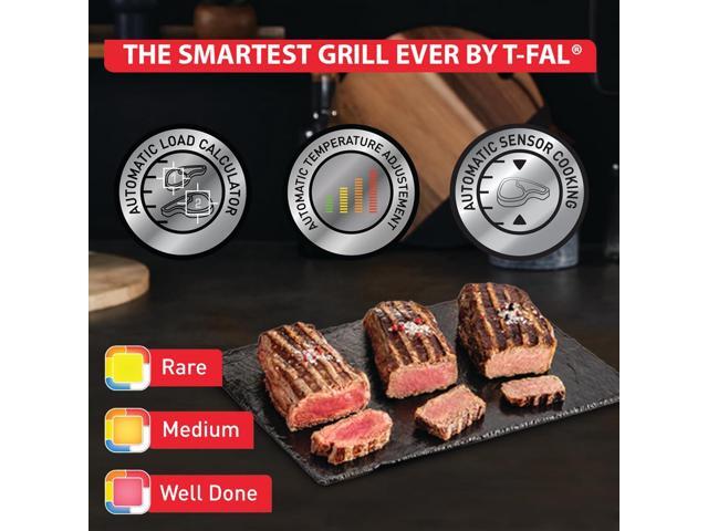 T-Fal OptiGrill Stainless Steel Electric Grill 4 Servings 6 Automatic Cooking Modes, Intelligent grilling rare to well-done 1800 Watts Nonstick...