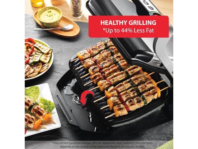 T-Fal OptiGrill Stainless Steel Electric Grill 4 Servings 6 Automatic Cooking Modes, Intelligent grilling rare to well-done 1800 Watts Nonstick...