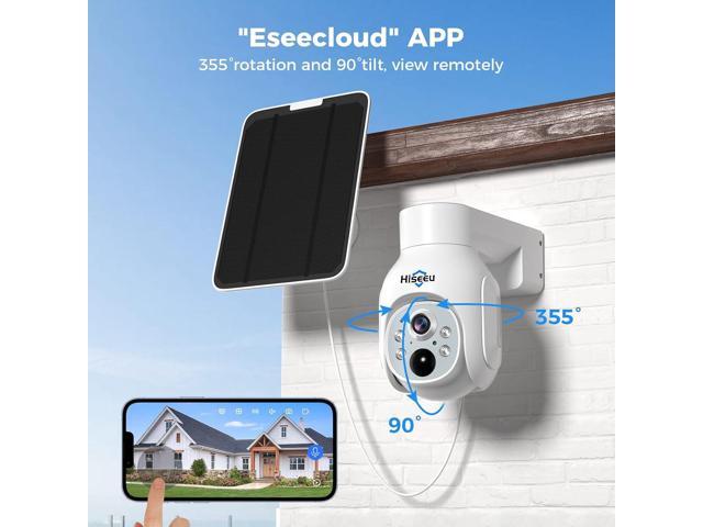 Hiseeu Solar Security Camera System, 4MP 100% System with 10' LCD, 360° PTZ, Color Night Vision, Motion Detection, 2.4G WiFi Home Security System,...