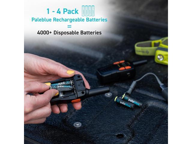 paleblue USB Rechargeable AAA Lithium Batteries, 1 Hour Charge Time, Recharge Over 1000 Times, 600 mAh, 4-in-1 USB-A to USB-C Charging Cable, 4 Pack