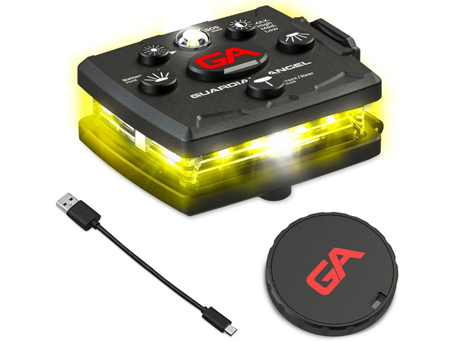 Guardian Angel Micro Series Safety Lights, Beacon Device (Yellow Front & Yellow Rear) Rechargeable & Hands-Free Wearable LED Light for Dog...