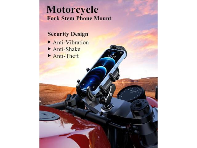 BRCOVAN Motorcycle Fork Stem Phone Mount with Vibration Dampener & High-Speed Secure Lock, Anti-Theft Motorcycle Cellphone Holder for 5.4''-7.2''...