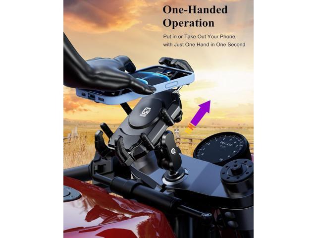 BRCOVAN Motorcycle Fork Stem Phone Mount with Vibration Dampener & High-Speed Secure Lock, Anti-Theft Motorcycle Cellphone Holder for 5.4''-7.2''...