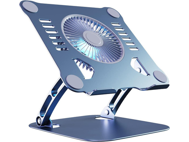 SHUWEI Laptop Cooling Stand with 3 Speed Fan, Adjustable Height Laptop Stand for Desk, Ergonimic Aluminum Laptop Cooling Pad for 10-15'' Notebook -...