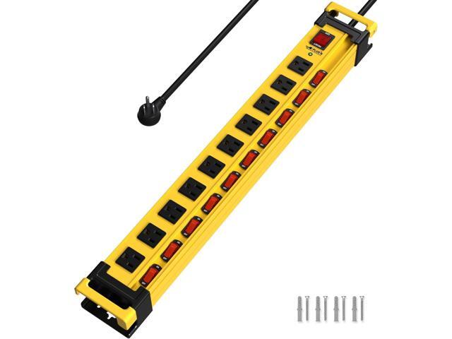 Power Strip 10 Outlet,3300J Surge Protector with Individual Switches,9FT Cord 14AWG/15AMP/1875W,Metal Heavy Duty Power Strip with Cord Manager,for...