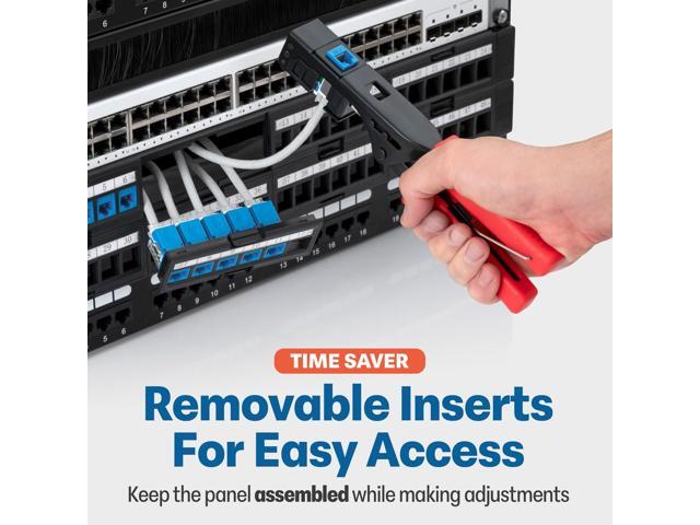 Everest 24 Port Keystone Patch Panel (1-Pack) - Removable 6-Port Panels - Use with Slim Profile Keystones ONLY (Wider Jacks May not fit Side by...