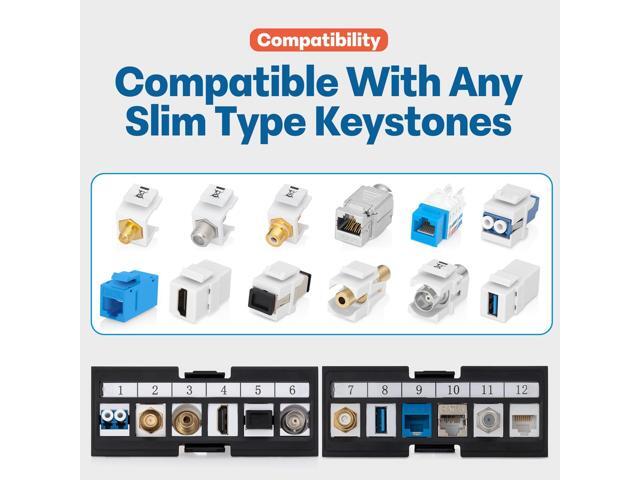 Everest 24 Port Keystone Patch Panel (1-Pack) - Removable 6-Port Panels - Use with Slim Profile Keystones ONLY (Wider Jacks May not fit Side by...