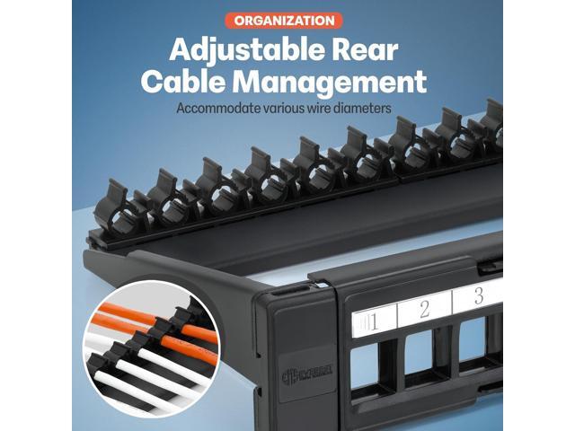 Everest 24 Port Keystone Patch Panel (1-Pack) - Removable 6-Port Panels - Use with Slim Profile Keystones ONLY (Wider Jacks May not fit Side by...