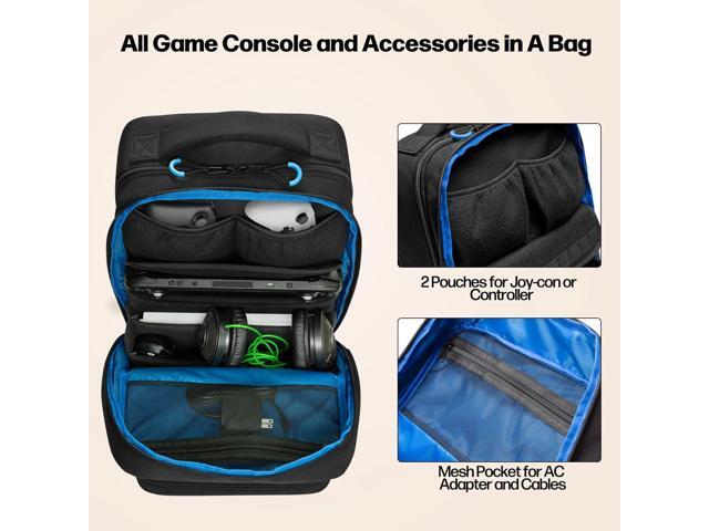 Carrying Backpack Compatible with Steam Deck, Travel Case Bag with Separate Game Cards Holder, Multi-Pockets For Game Headset, Docking Station,...