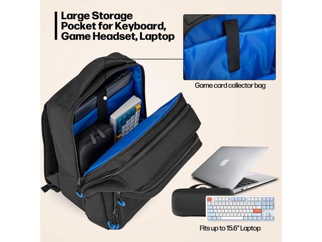 Carrying Backpack Compatible with Steam Deck, Travel Case Bag with Separate Game Cards Holder, Multi-Pockets For Game Headset, Docking Station,...