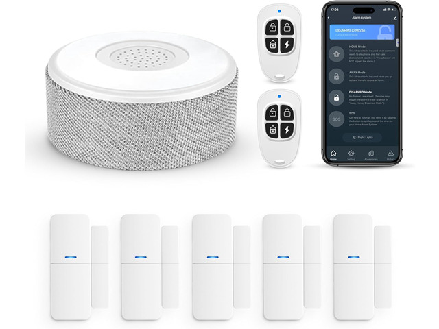 WiFi Door Alarm System, 8-Piece DIY Wireless Alarm Kit with Door Sensors