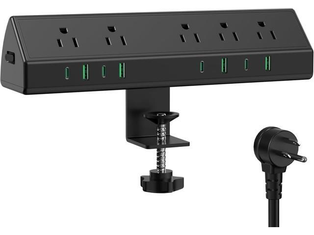 Jgstkcity Desk Clamp Power Strip,45W Fast Charging Station,4 USB-C,4 USB-A,Desk Mount Surge Protector,1875W Extension Cord with Multiple...