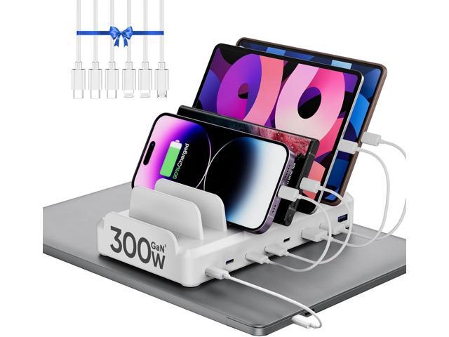 300W Charging Station for Multiple Devices, 8 Port Multi USB C Fast Charger Station Dock for MacBook iPhone 16/15/14/13/12 Samsung Pixel Series...