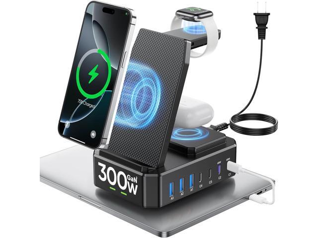 300W Charging Station for Multiple Devices Apple,10 in 1 Wireless Charger for iPhone,GaN III USB C 65W PD Fast Charging Stand Dock for...