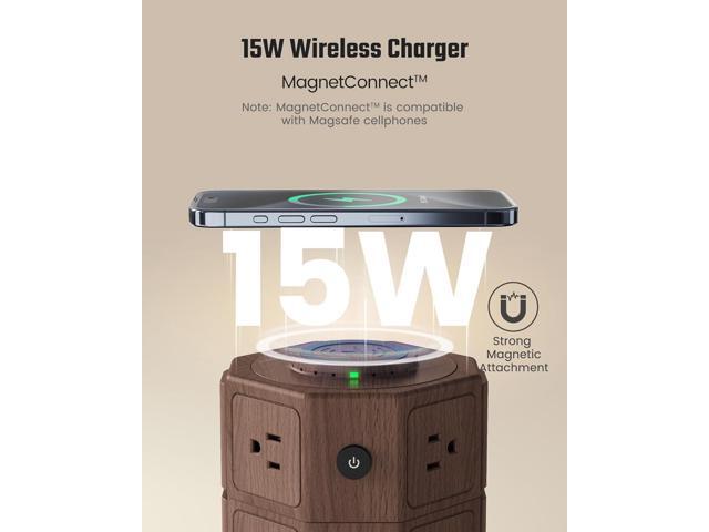 SUPERDANNY Power Strip Surge Protector Tower with 15W Wireless Charger, 13A Charging Station with 1050J Surge Protection, 8 AC Outlets+4 USB Ports...