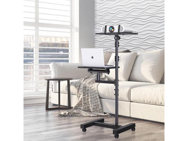 Projector Stand Tripod: 2 Shelves Mobile Laptop Cart Adjustable Height 45 to 64 Inches, Rolling Laptop Stand Cart with Ventilated Tray, Projector...