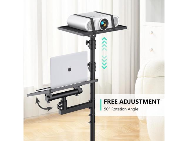 Projector Stand Tripod: 2 Shelves Mobile Laptop Cart Adjustable Height 45 to 64 Inches, Rolling Laptop Stand Cart with Ventilated Tray, Projector...