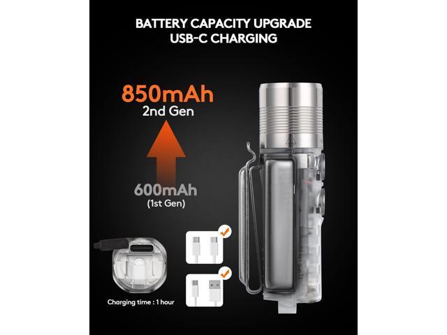 RovyVon Aurora A28 2nd USB-C EDC Flashlight, 6500K Cool White Max 1000 Lumen, 850mAh Rechargeable Small Flashlight, with Red/White/ 365nm...