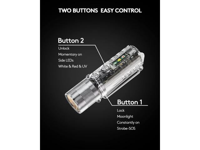 RovyVon Aurora A28 2nd USB-C EDC Flashlight, 6500K Cool White Max 1000 Lumen, 850mAh Rechargeable Small Flashlight, with Red/White/ 365nm...