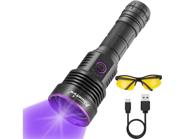 ALONEFIRE SV43 36W 365nm UV Flashlight USB C Rechargeable Ultraviolet Black Light Woods Lamp for Pet Urine Detector, Resin Curing, Scorpion,...