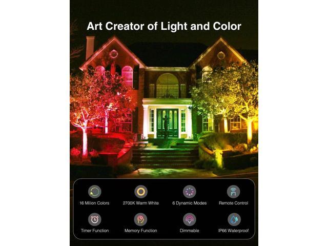 Onforu 2 Pack RGBW LED Flood Light 800W Equivalent, 100W Color Changing Floodlight with 44 Keys Remote, 2700K Warm White IP66 Waterproof Spot...