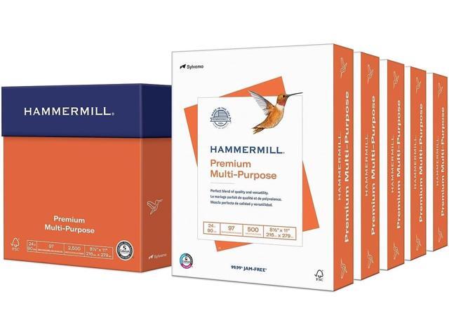 Hammermill Printer Paper, Premium Multipurpose Paper 24 lb, 8.5 x 11-5 Ream (2,500 Sheets) - 92 Bright, Made in the USA