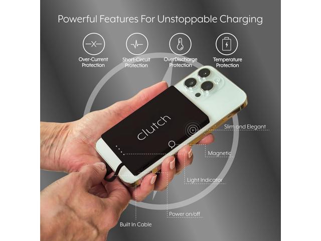 Clutch - Pro USB-C Portable Charger - Compatible with iPhone 15, 16 & Android Devices - Power Bank Magnetic Battery - TSA Travel Approved - USB...