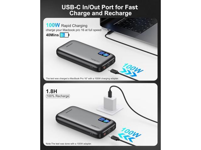 AsperX Laptop Power Bank,24,000mAh 145W PD 3.1 Fast Charging Portable Charger, TFT Smart Display USB C Battery Pack(86.4Wh) for MacBook/iPhone...