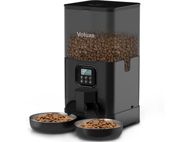Automatic Cat Feeder for Two Cats, Double Pet Feeder with 2 Stainless Steel Bowls,6L Timed Cat Feeders with Memory Function