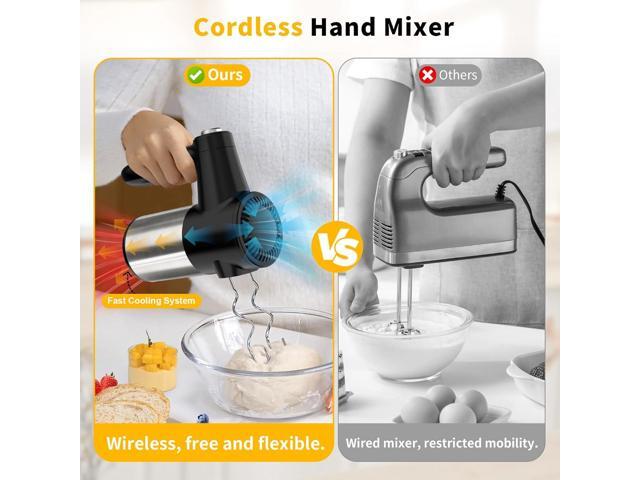 Cordless Hand Mixer, Digital Display 7 Speed Rechargeable Electric Mixer Handheld with 6 Stainless Steel Attachments Whisks Beaters Dough Hooks &...