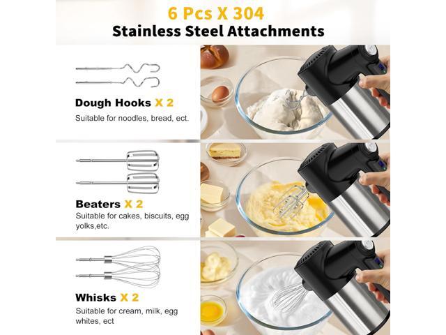 Cordless Hand Mixer, Digital Display 7 Speed Rechargeable Electric Mixer Handheld with 6 Stainless Steel Attachments Whisks Beaters Dough Hooks &...