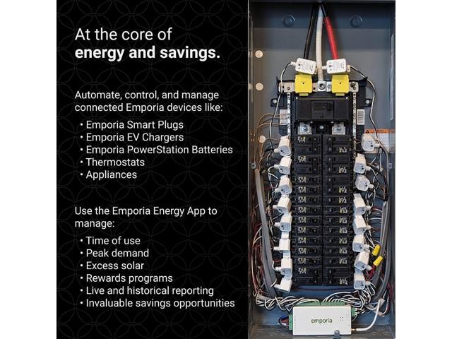 Emporia Vue 3 Home Energy Monitor - Smart Home Automation Module and Real Time Electricity Usage Monitor, Power Consumption Meter, Solar and Net...