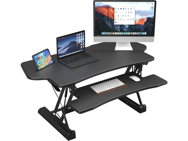 Mount-It! Standing Desk Converter 48' Wide Sit Stand Extra Large Desk Riser