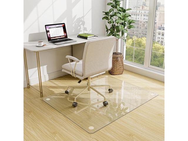 Easly 46' x 55' Chair Mat for Carpet - Office Chair Mat - Tempered Glass Floor Mat for Home/Office/Carpet Clear Computer Floor Mat - with 4...