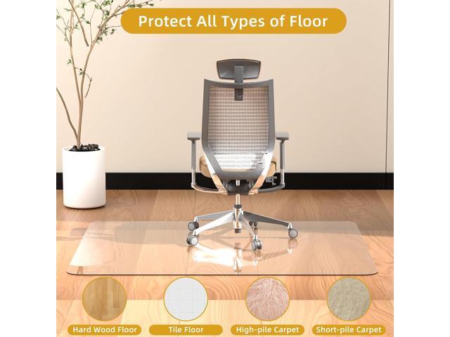 Glass Chair Mat Heavy 54' x 32' -1/5' Thick Premium Tempered Glass Duty Hard Glass Chair Mats -for Office Chair on Carpet or Hard Floor with 4...
