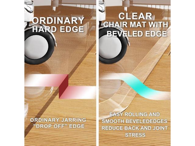 Beveled Edge Office Chair Mat for Carpet or Hardwood Floor 48' x 48' Clear Chair Mats for a Smooth Glide and Easy Roll On/Off, Heavy Duty and...